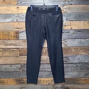 ABS Platinum Black Faux leather leggings Mid Rise Banded Sz 4